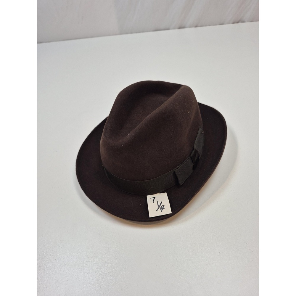 Christys' London Hat Trilby Fitted Mens 7 1/4 Brown Fur Felt Lined England